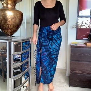 Gorgeous blue tie dyed wrap, skirt, shawl in one!
